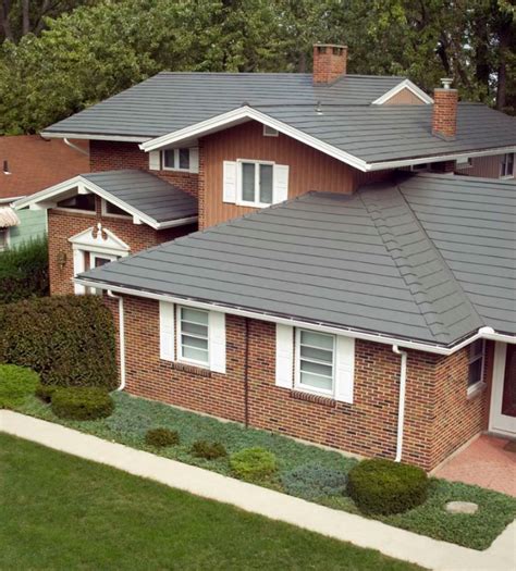 brick house with gray metal roof|metal roof on brick ranch.